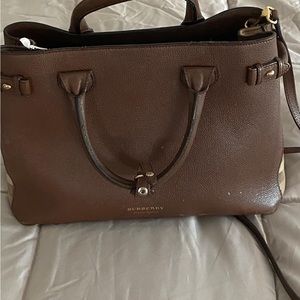 Burberry leather satchel.  Used.  Some scuff marks.  Very good shape.